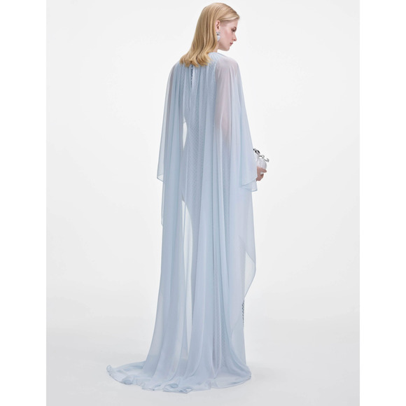 Self-Portrait Pale Blue Rhinestone Cape Maxi Dress US 4 - Picture 3 of 5